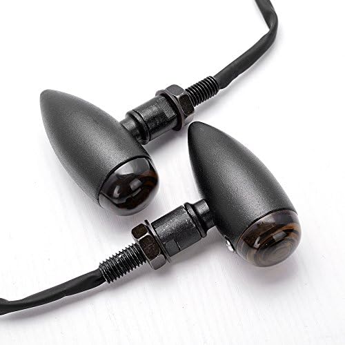 Black Smoke Lens Aluminum Mini Bullet Amber LED Turn Signal Blinker Indicator Light For Harley Sportster Dyna Glide Custom Bobber Chopper Cruiser 2pcs