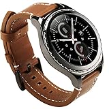 Valkit for Gear Sport/Gear S2 Classic Bands - Genuine Leather Replacement Watch Band, Bracelet Strap with Stainless Steel Clasp for Gear Sport SM-R600/Gear S2 Classic Smart Watch (SM-R732/735) - Brown