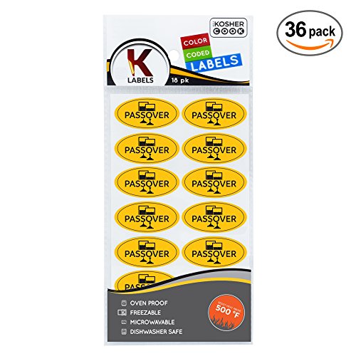 Passover Labels English 36 Pack Oven Proof, Freezable
