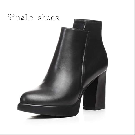 XYH Damenschuhe, Winter Low-barreled Dicke Ferse Starke Ferse Stiefeletten Waden Stiefel Formelle Stiefel Martin Stiefel Part