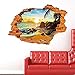 LRRH 3D Beautiful and Peaceful Sunset Beach Scenery Removable Wall Art Sticker Decal Home Décor