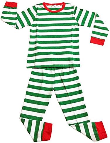Baby Boys Girls Long Sleeve Xmas Stripe Sleepwear Pants Pajamas Set (6, green)