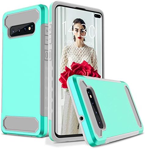 Henpone Designed for Samsung Galaxy S10 Heavy Duty Case (Hard PC+Soft TPU) Back Detachable Dual Layer Protective Shockproof Slim Fit Series Galaxy S10 Case 2019 - Green/Grey