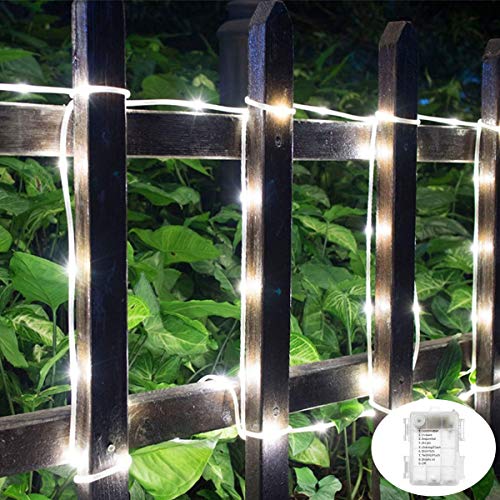 image for LiyuanQ Battery Rope String Lights, 2 Pack 100 LED Waterproof Rope Str