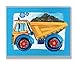 The Kids Room by Stupell Yellow Dump Truck with Blue Border Stretched Canvas Wall Art, 16 x 20, Multi-Color
