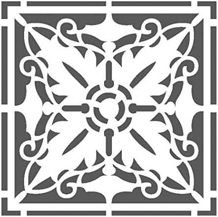 J BOUTIQUE STENCILS Wall Stencils Damask Tile Stencil for DIY Decor Faux Reusable Template V0034 (Medium)