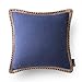 Phantoscope Farmhouse Solid Throw Decorative Pillow Cover Burlap Linen Trimmed Tailored Edges Outdoor Pillow Navy Blue 18 x 18 inches, 45 x 45 cm