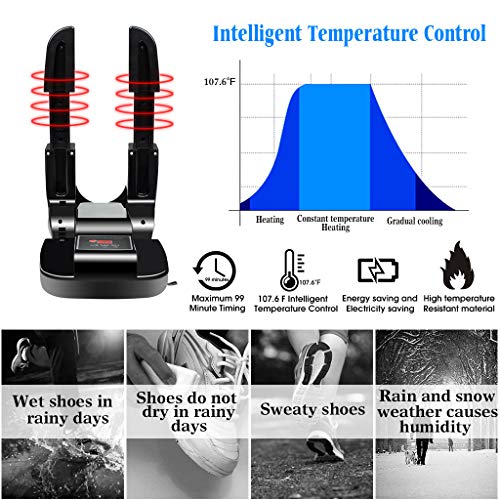 ewinever Electric Shoe Dryer Warmer,Portable Foldable Scalable Sterilizable Heater with Intelligent Timer for Shoes Boots Gloves Helmet Socks