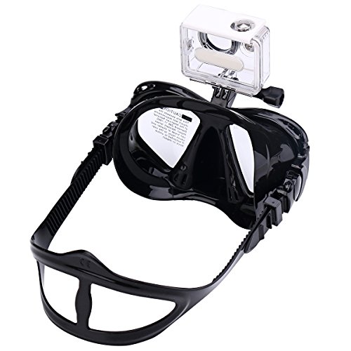 Supertrip Seaview Scuba Mask with GOPRO Mount-Snorkeling Freediving Mask Snorkel Set Black
