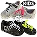 FOOTMATTERS No Tie Shoe Laces for Kids and Adults - Elastic Curly Shoelaces for Sneakers - Black - 2 Pairs