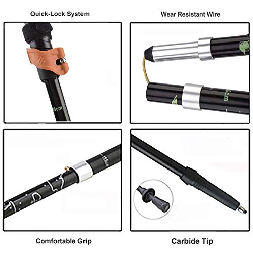 Vovoly Trekking Poles, Walking Trail Sticks with Foam Grip, Adjustable Lightweight Anti-Shock for Hiking, Walking, Traveling, Backpacking (2 Pack)