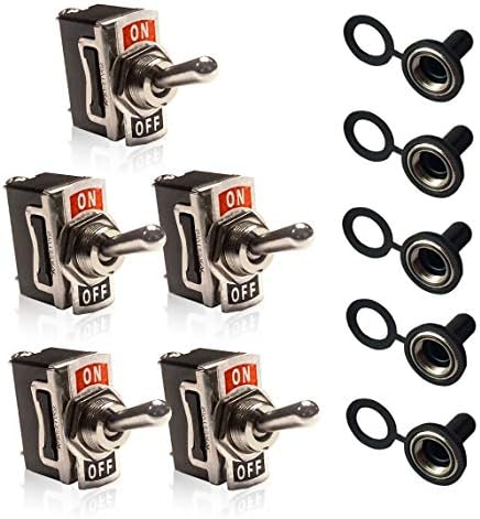 MGI SpeedWareLatching Toggle Switches ON/OFF 5-Pack with Waterproof Boots, 2-Pin SPST