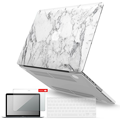 iBenzer Basic Soft-Touch Series Plastic Hard Case Cover Apple MacBook Pro 15.4-inch 15.4 Retina Display A1398 (Previous Generation), White Marble