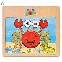 duotanyi Puzzle Early Education Enlightenment Toy,Wooden Vehicle Car Animal Jigsaw Puzzles DIY Assembly Early Learning Kids Toy Crab