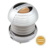 XBOOM Ceramic Mini Portable Capsule Speaker with Rechargeable Battery, Enhanced Bass+ and Ceramic Resonator - Silver