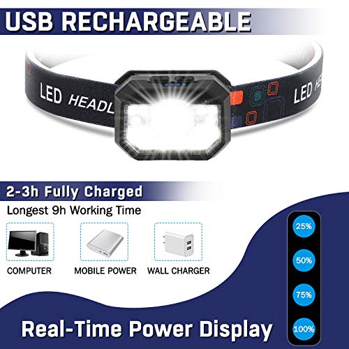 MLIAIMCE Stirnlampe LED Wiederaufladbar, 2 Stück 2000 Lumens Superhell Sensor Stirnlampe 11 Modi Kopflampe,IPX4… – Bild 5