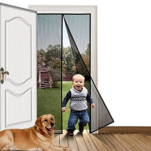 7TECH Magnetic Screen Door with Heavy Duty Mesh Curtain and Full Frame Velcro Fits Door Size up to 36"-82" Max- Black - Thumbnail 5