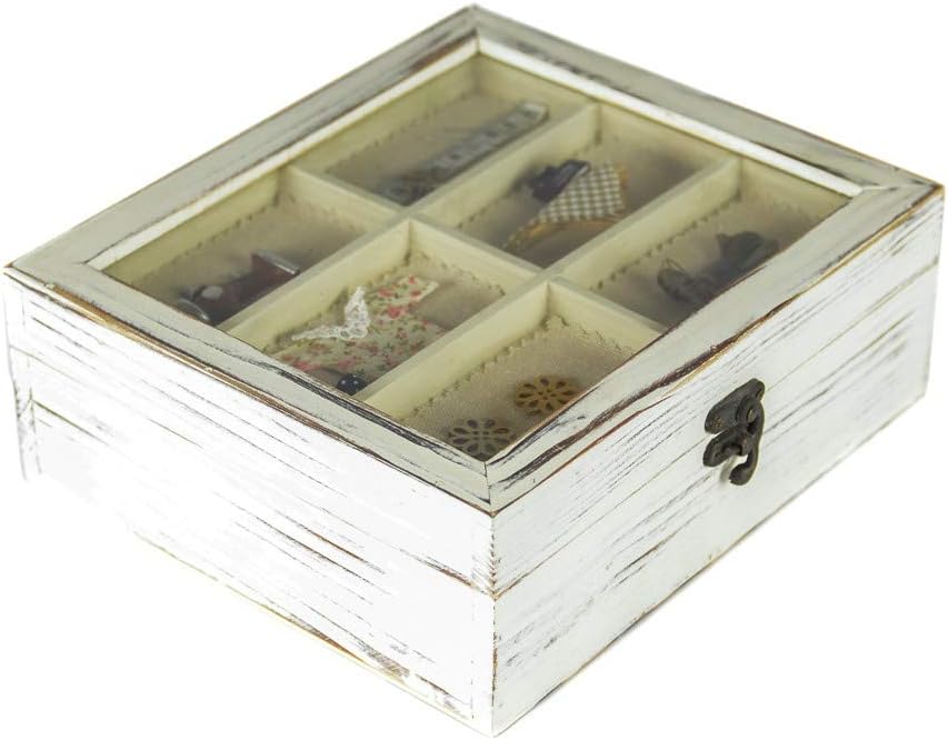 tapidecor Caja Madera Cuadrada con Tapa Cristal COSTURERO 23X20X8: Amazon.es: Hogar