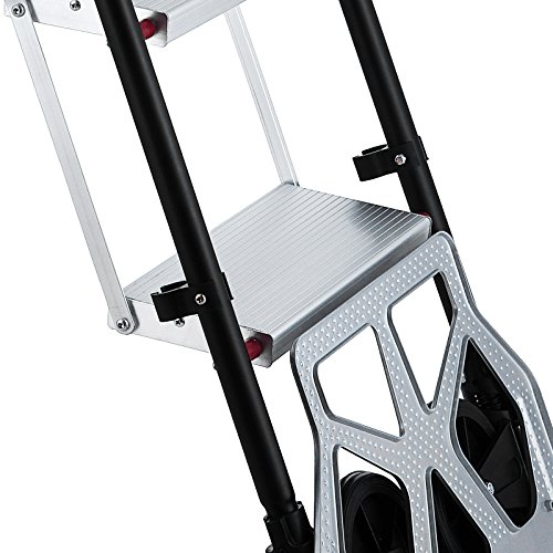 Mophorn Aluminum Hand Truck 2 In 1 Step Ladder Folding Cart Dolly 175 LBS Step Ladder Hand Cart