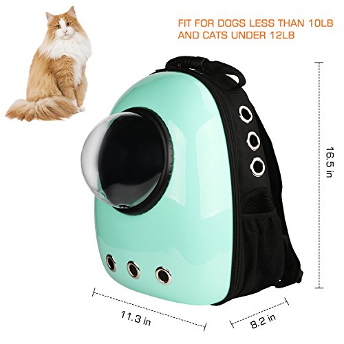 Blitzwolf Anzone Pet Portable Carrier Space Capsule Backpack, Pet Bubble Traveler Knapsack Multiple Air Vents Waterproof Lightweight Handbag for Cats Small Dogs & Petite Animals-Cyan,30L