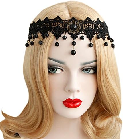 Rosebelles Women Headband Gothic Bridal Wedding Headbands Black Flower Crown