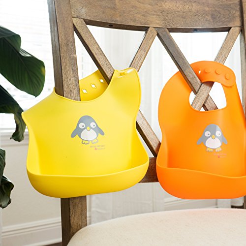 NatureBond Silicone Baby Bibs for Babies & Toddlers (2 PCs) | Free Waterproof Pouch | Wipes Clean Easily, Soft, Unisex, Adorable in Appetite Stimulating Colors