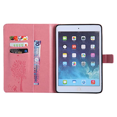 iPad Mini 2 Mini 3 Case, LittleMax(TM) Lightweight PU Leather Flip Stand Embossed Cat & Tree Case Smart Cover with Auto Wake / Sleep for Apple iPad Mini 3/2/1 [One Free Stylus Pen]-#2 Pink - Thumbnail 7