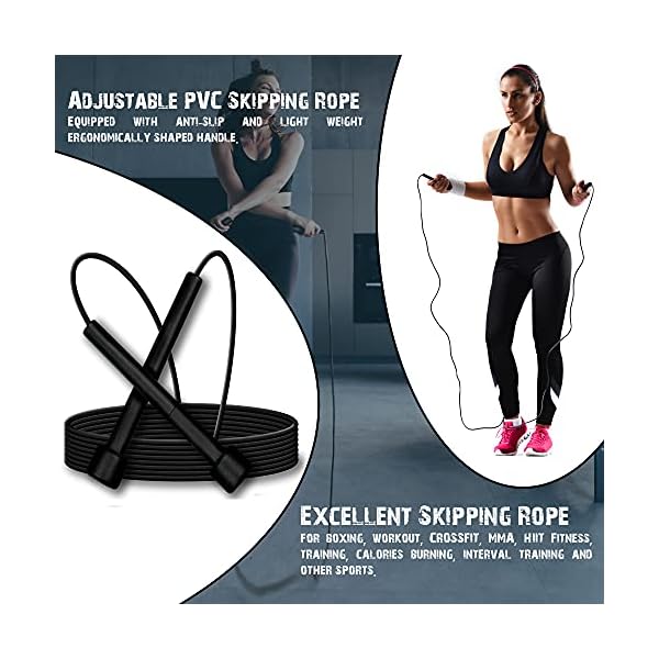 Muza-Skipping-rope-adult-for-Home-Exercise-Body-Fitness-men-women-and-kids-speed-jumping-rope-with-non-slip-handle-Adjustable-skipping-rope-for-Fitness-Fat-Burning-Boxing-Crossfit-and-MMA Muza Skipping rope adult for Home Exercise & Body Fitness men, women and kids | speed jumping rope with non slip handle…
