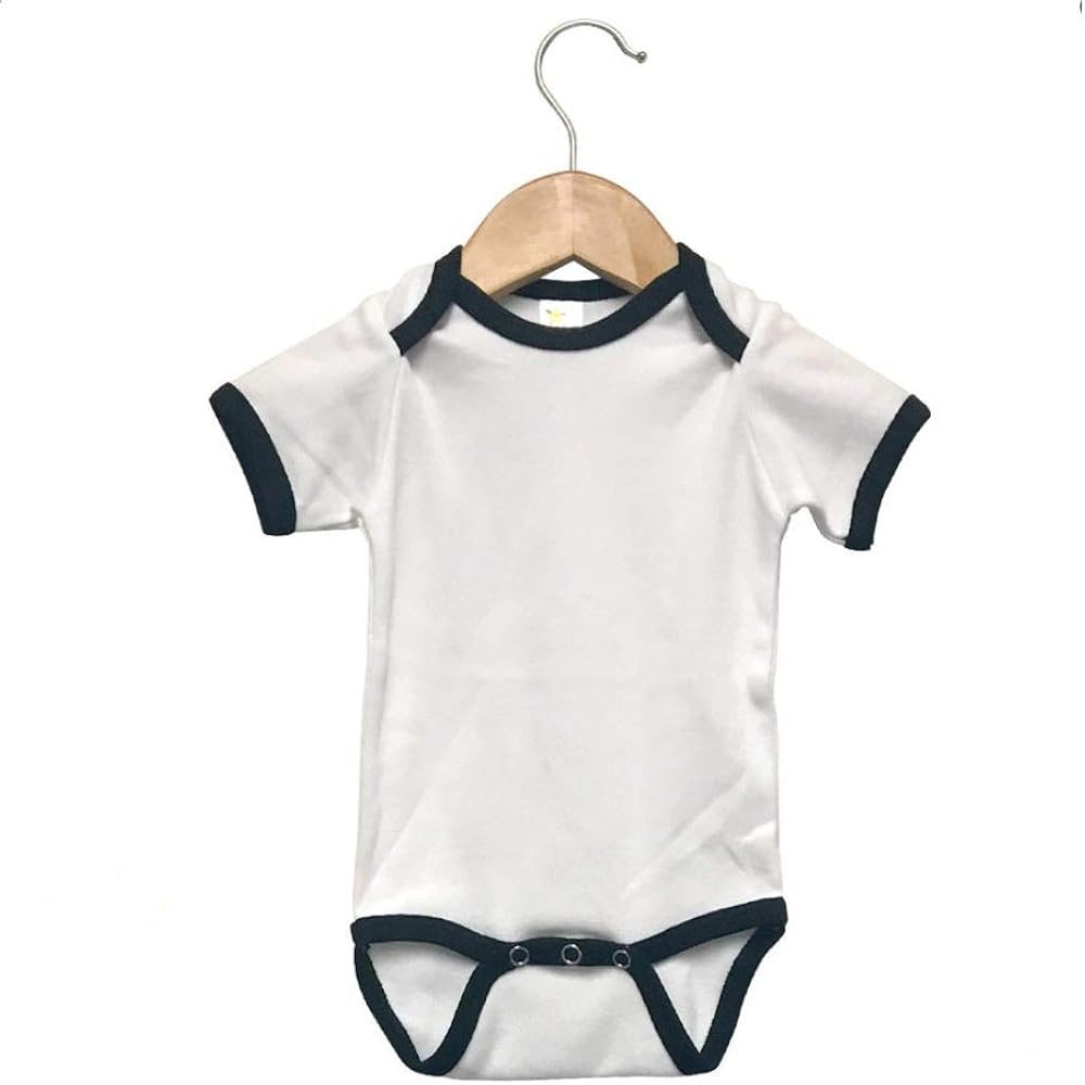 Laughing Giraffe Baby Short Sleeve Ringer Onesie Bodysuit (3-6M, White/Black)
