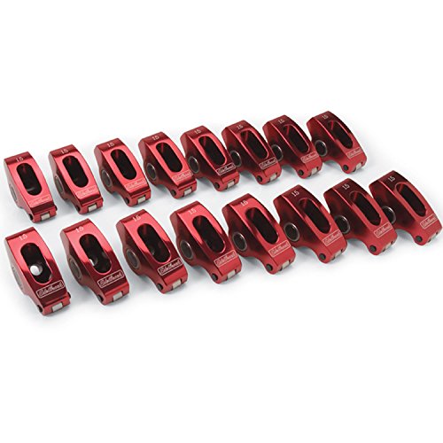 Edelbrock 77770 Red Roller Rocker Arms Small Block Chevy 3/8 in.Ratio 1.5 to 1 Qty 16 Red Roller Rocker Arms