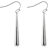Desnuage Baseball Bat Dangle Earrings Silver Hypoallergenic Handmade Stick Drop Minimal Long Bar Earrings for Women Trendy