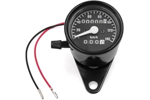 uxcell Universal Motorcycle Black Shell Dual Tachometer Odometer Speedometer Gauge