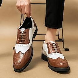 HuitJours Men Brown White Oxford Gatsby Lace up