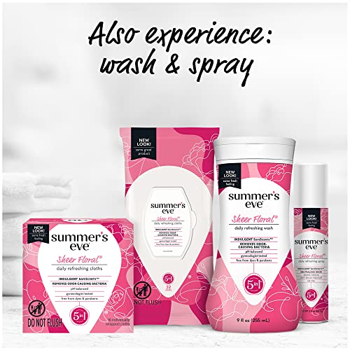 Summer's Eve Sheer Floral Daily Refreshing Feminine Wipes, Removes Odor
