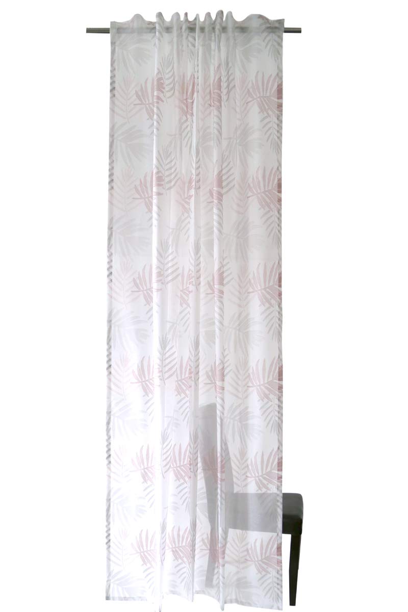 Homing Transparent curtain with floral motif rose grey (1 piece) 245 x 140 cm (H x W).