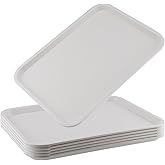 ZOENHOU 6 Pack 14 x 10 Inch Plastic Fast Food Tray, Rectangular Plastic Cafeteria Trays Food Serving Large Lunch Tray for Serving Food Home Restaurant Dinning Room Organization, White