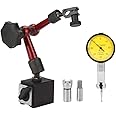 Dial Indicator,Flexible Strong Magnetic Gauge Stand Base Holder + Lever Dial Test Indicator Gauge for Surface Measuring