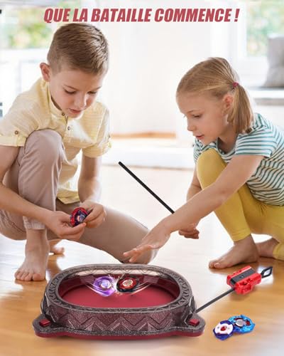BGOVTAPO Stadium X Starter Kit - With 12 X Spinners, 3 Launchers & Battle Arena, Ultimate Competitive Spinning Top Battle Set, Gift for Kids, Boys, Girls Ages 6+