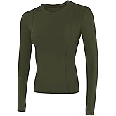 Loovoo Womens Thermal Fleece Lined Workout Shirts Athletic Compression Tee Long Sleeve Yoga Gym Basic Tops