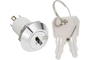 YINETTECH 16mm Key Switch Two Position Electronic Lock with 2 Keys S1605 for Elevator or Base Station