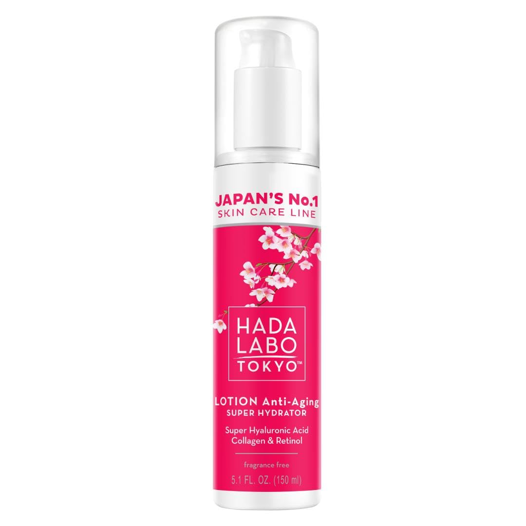 Hada Labo Tokyo - Anti-Ageing Super Hydrator Lotion with Super Hyaluronic Acid, Collagen & Retinol, for Age 40+, 150 ml Bottle (Pack of 1)