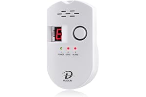 D MODUN Gas Detector, Natural Gas/LPG/City Coal Gas Leak Detector, Plug-in Sensor Gas Monitor with Sound Alarm and LED Display, Methane Propane Butane Combustible Gas Alarm for Kitchen RV Garage-White