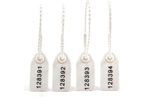 EASY Tamper Proof Zip Ties Plastic Security Seal Disposable Self Locking Security Tags Numbered Pull Tite Label Signage for Fire Extinguisher Truck 250mm Pack of 100 (White)