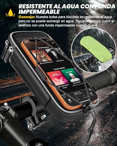 Suporte para telemóvel para bicicleta e motocicleta com saco impermeável para guiador, saco para guiador de bicicleta com suporte para telemóvel para smartphone de 5,5 a 7 polegadas, suporte para telemóvel para bicicleta de montanha