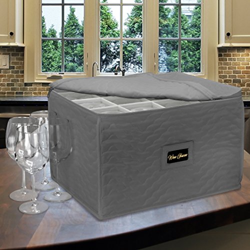 Sorbus Stemware Storage Chest Deluxe Quilted Case with Dividers