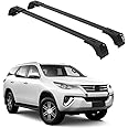 ERKUL Roof Rack Cross Bars for Toyota Fortuner 2015-2023 | Aluminum Crossbars with Anti Theft Lock for Rooftop | Compatible with Flush Rails - Black