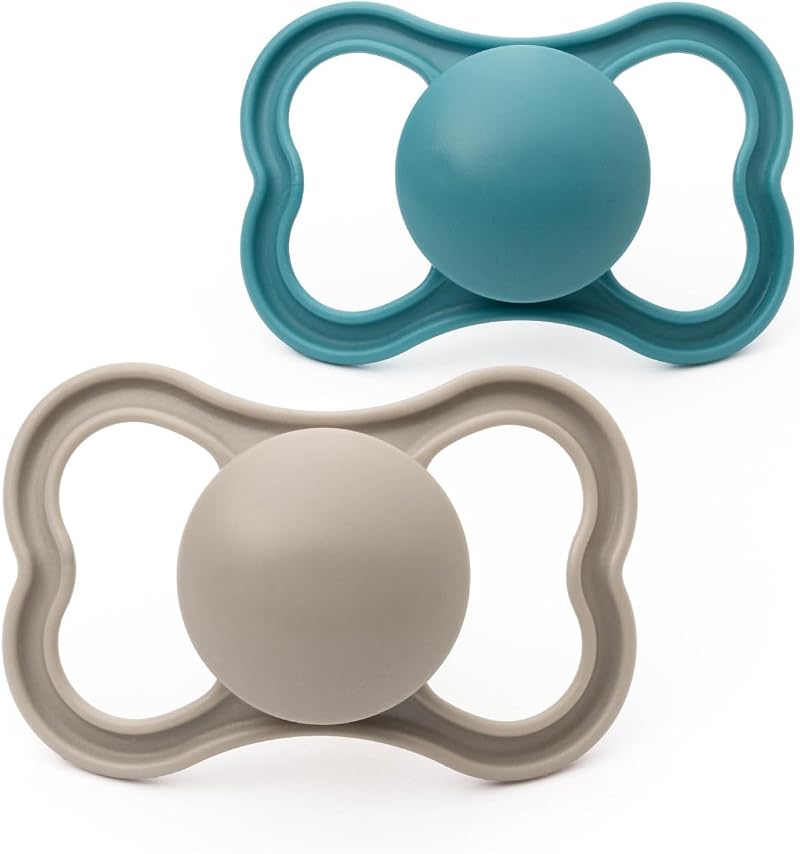 MAM Air Soothers 12 Months Plus 2 Pack with Sterilisable Travel Case Blue Grey