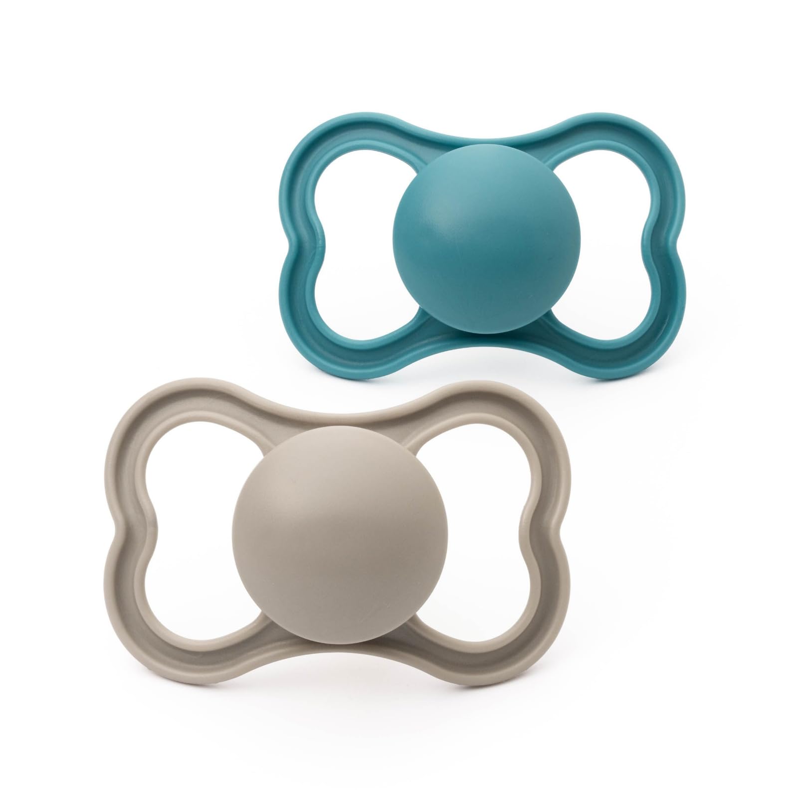 MAM Air Soothers 6-18 Months | 2 Pack | Orthodontic Design | Comes in Dummy Steriliser Case | Sustainable Materials | Baby Accessories | Blue (Various Designs)