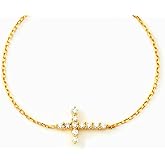 Cross Bracelet for Women 18K Gold Plated Trendy Dainty Chain Jewelry Baptism Birthday Christian Faith Confirmation Mother Daughter Sister Friend Gifts Presents