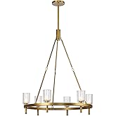 Alora Lighting Lucian 32" Chandelier | Vintage Brass Finish | Clear Crystal Bowl Shades | Transitional Classic Ceiling Light 